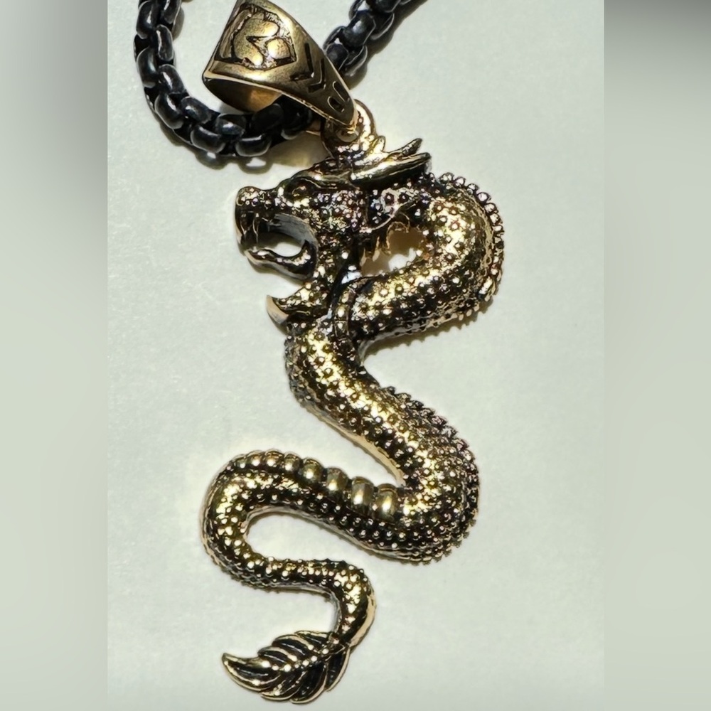 Men’s Golden Dragon Stainless Steel Necklace